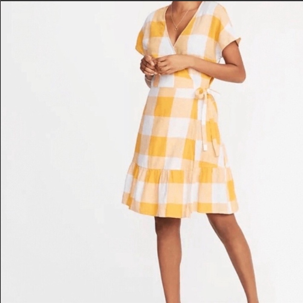 Old Navy NWT Dolman Wrap Yellow Gingham Dress XL